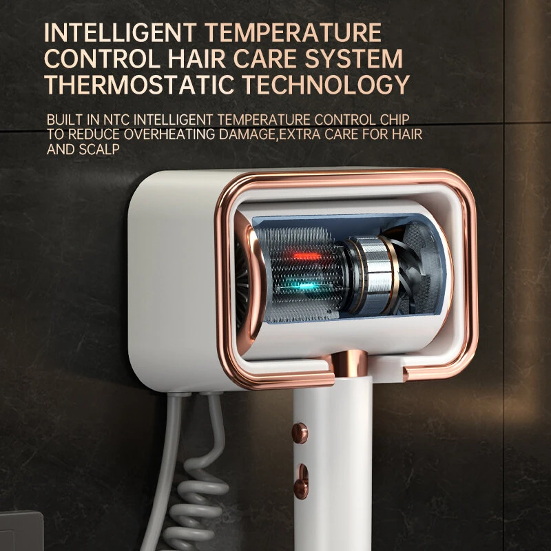 (image for) 2000W Powerful Ionic Wall-mounted Hair Dryer with Constant Temperature No Damage Hotel Hair Styling 3 Levels