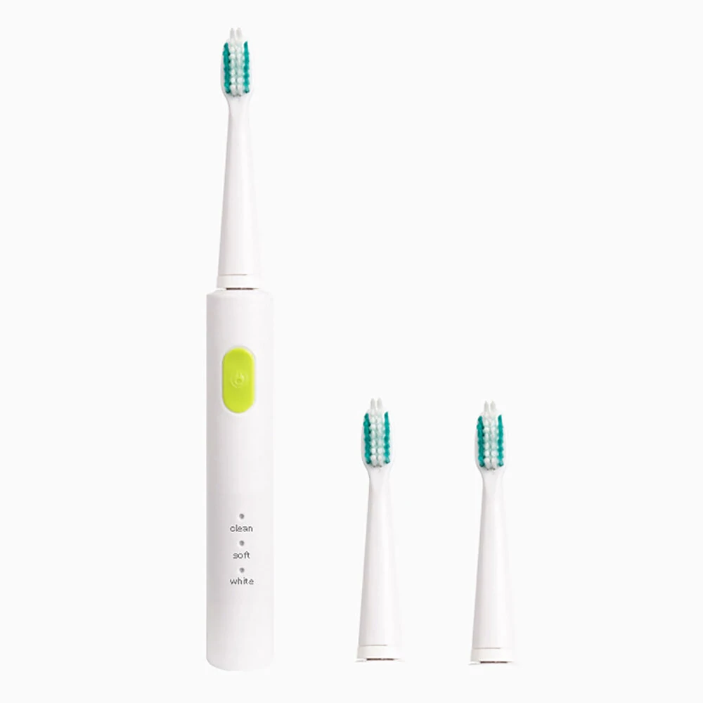 (image for) BORUI IPX7 3 Mode Battery Operated Electric Toothbrush with 3 Brush Heads Oral Hygiene Health Products